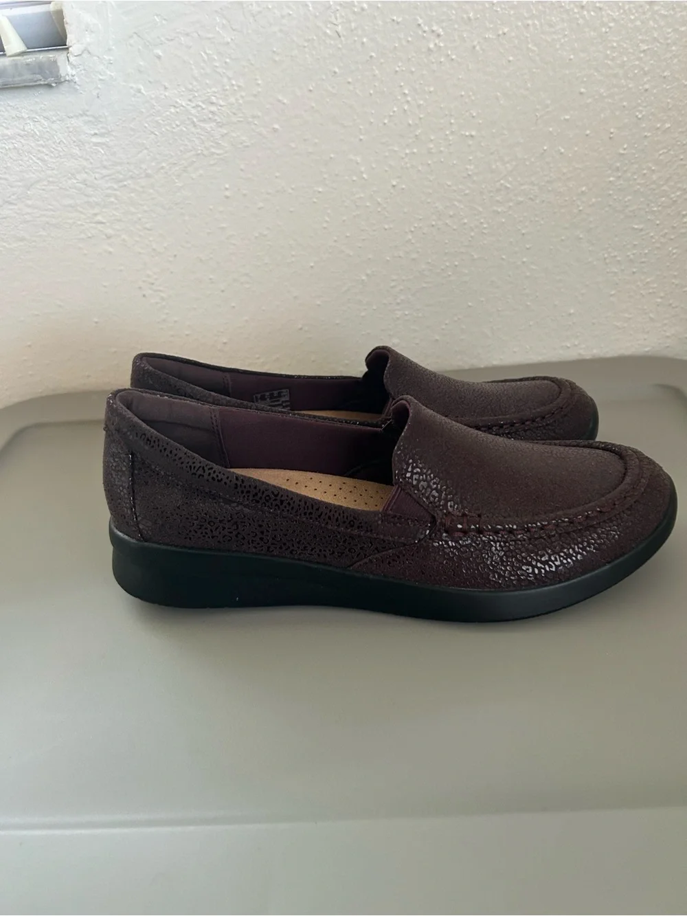 Clarks Metallic Plum Slip-On Loafers